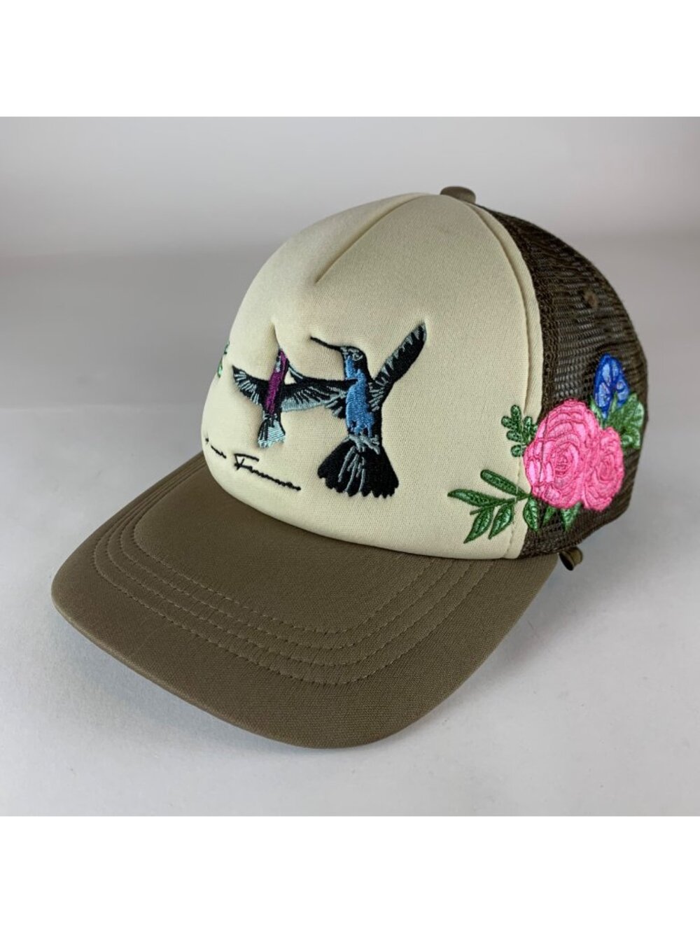 Homme Femme Unisex Stitched Bird Floral Print Foam Snapback Trucker Hat